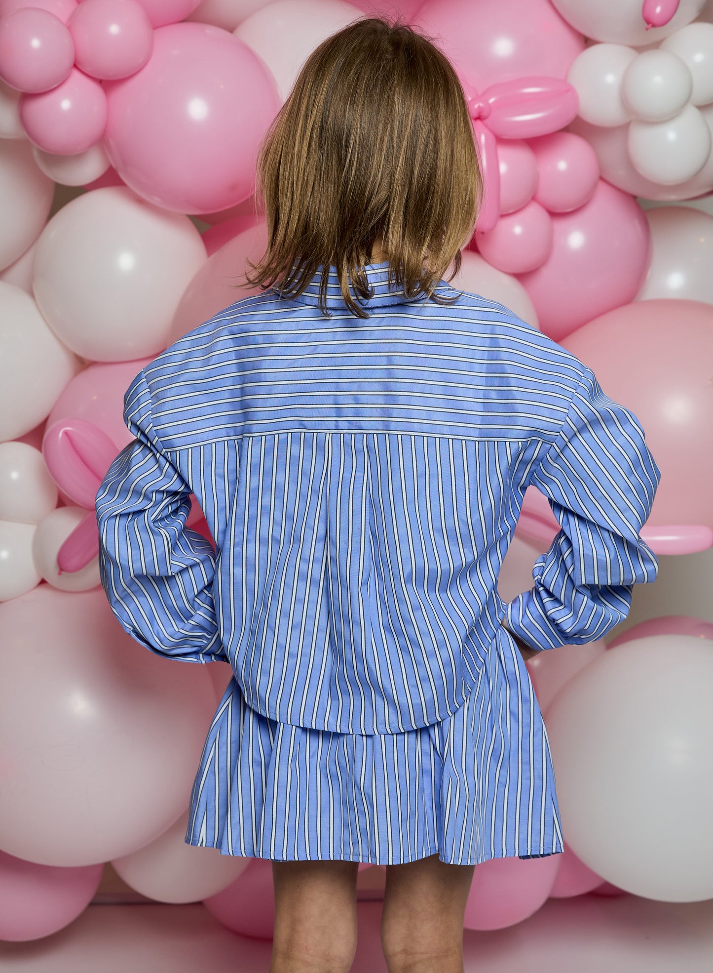 Oxford Blue Bow Button Up