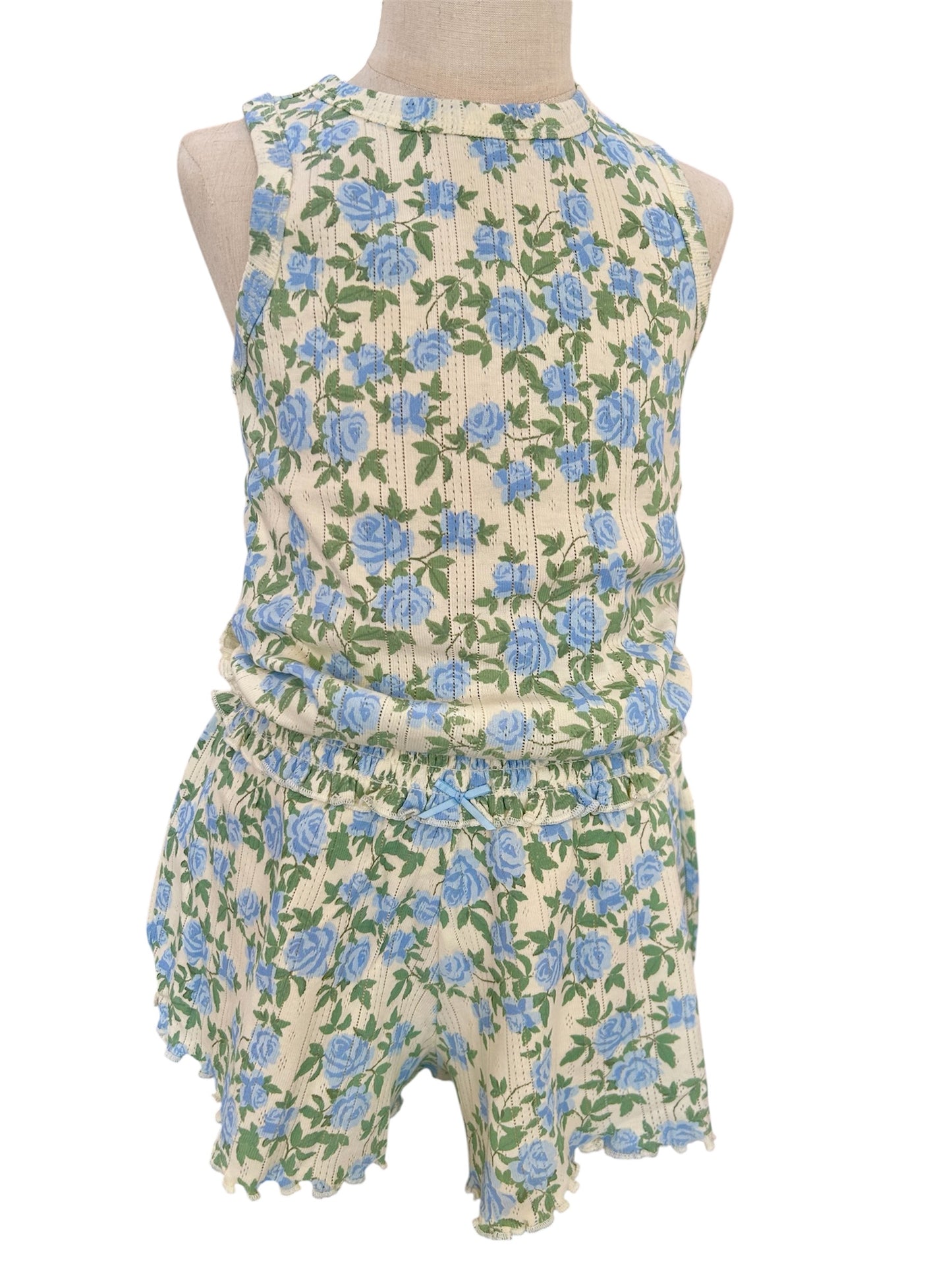 Floral Print Pointelle Tank