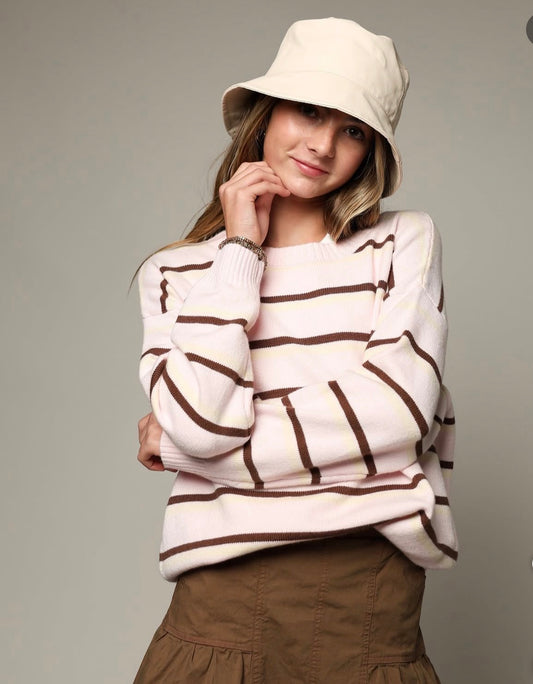 Pink/Brown Striped Sweater