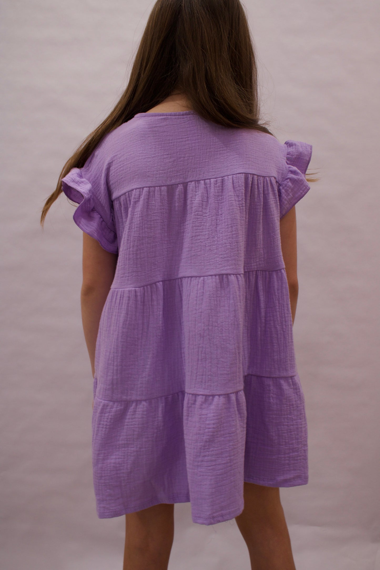 Lavender Ruffle Sleeve Dress