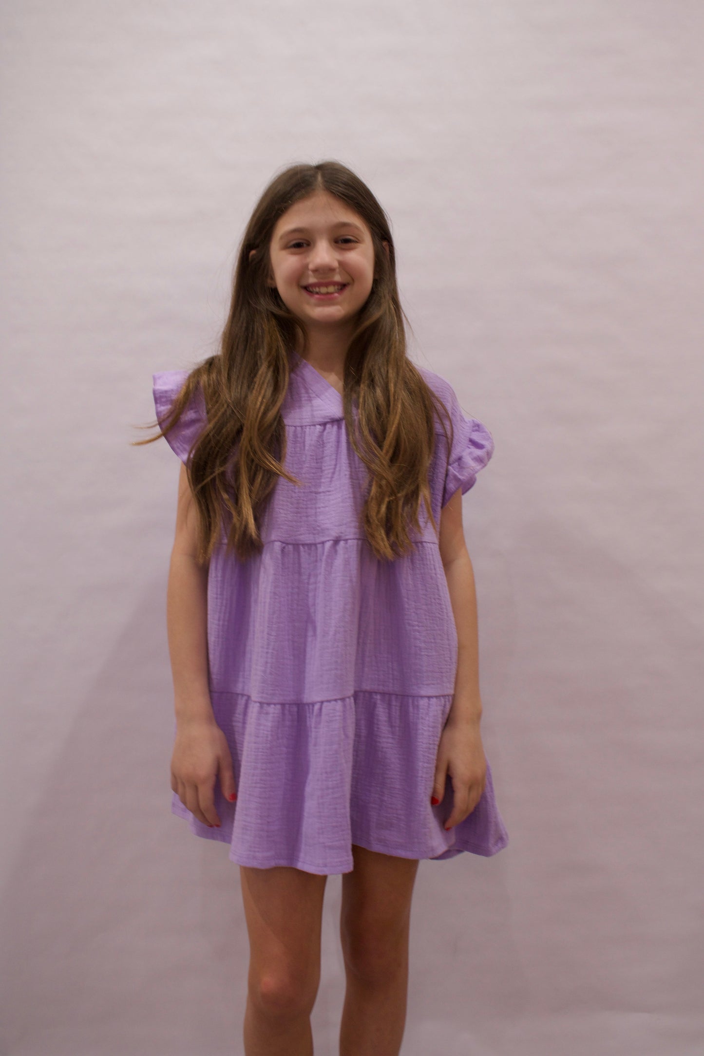 Lavender Ruffle Sleeve Dress