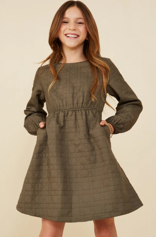 Olive Quilted Dress