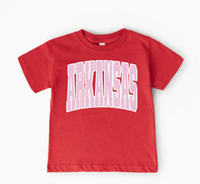 Pink Letter Arkansas T-Shirt