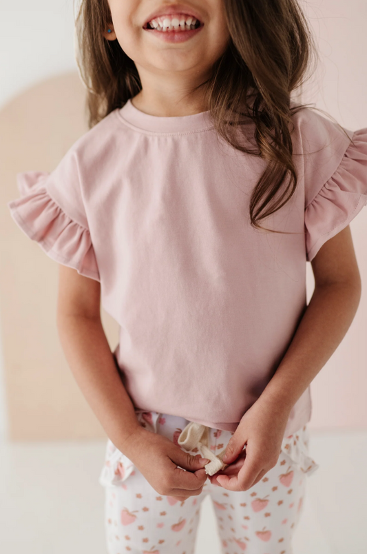 Mauve Ruffle Sleeve Top