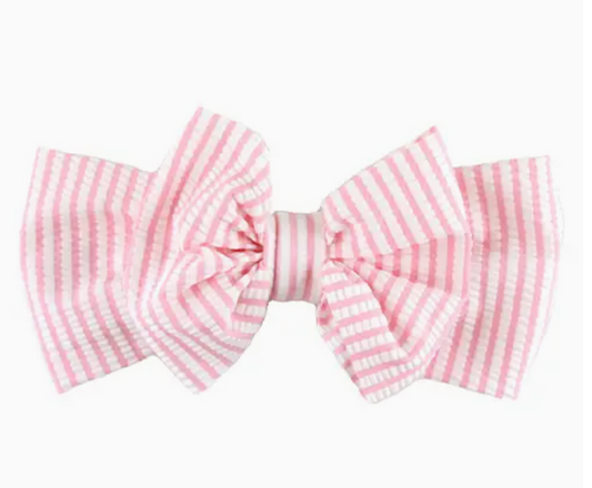 Pink Seersucker Swim Bow Headband