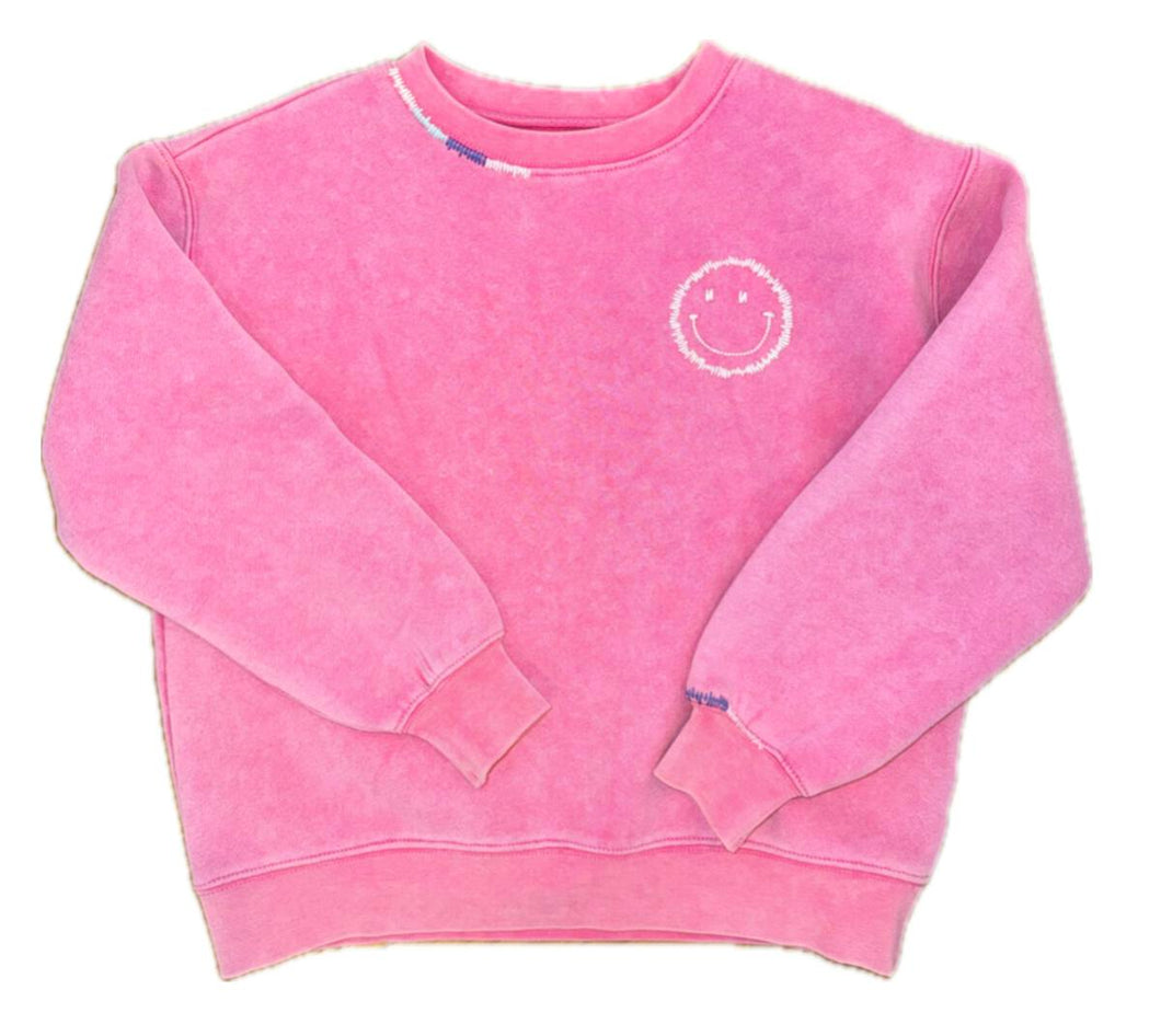 Pink Smile Embroidered Sweatshirt