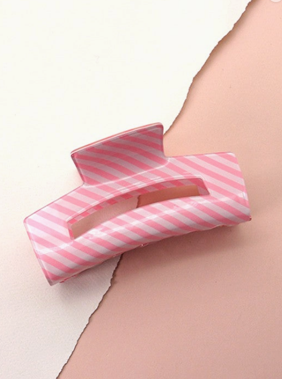 Striped Resin Hair Claw Clip