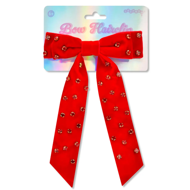 Red Rhinestone Bow Hair Clip