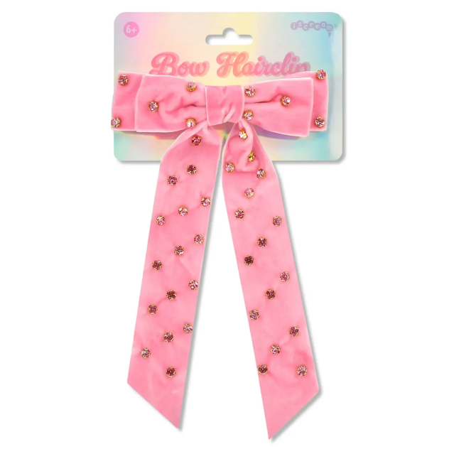 Pink Rhinestone Bow Hair Clip