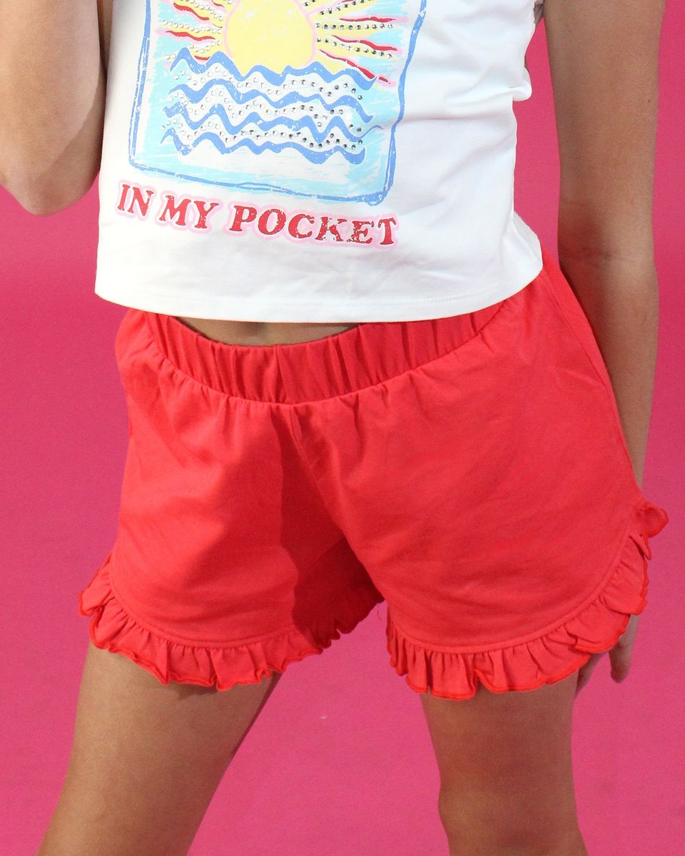 Red Ruffle Short