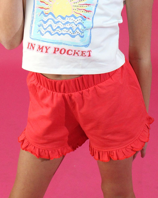 Red Ruffle Short
