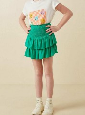 Tiered Mini Skirt Green