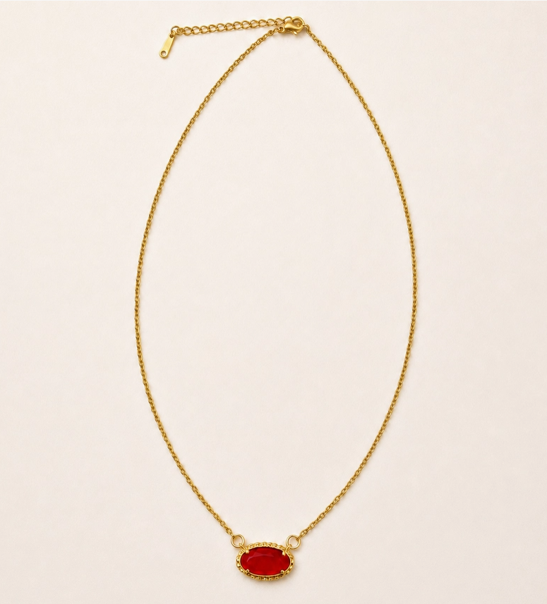 Ruby Oval Gemstone Necklace