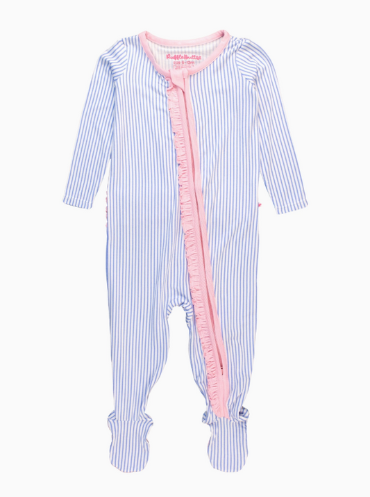 Periwinkle & White Stripe Footie Pajama