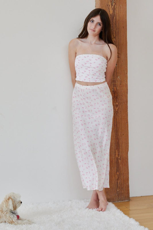 Joey White Ditsy Maxi Skirt