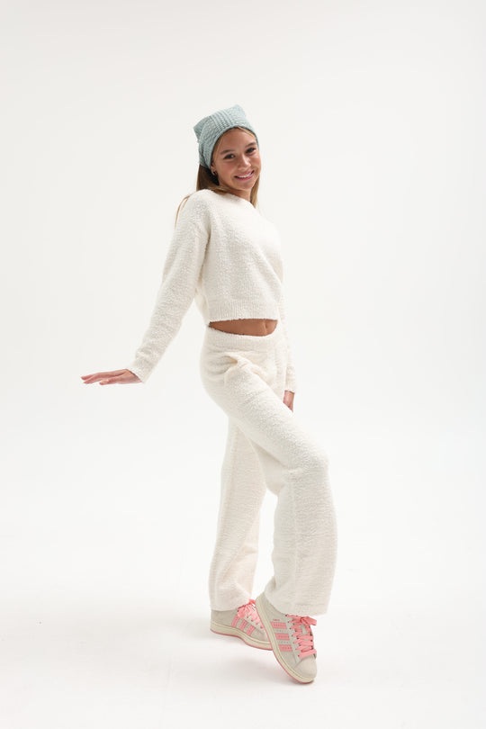 Ecru Sherpa Straight Leg Pant