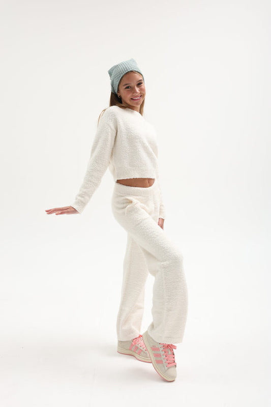 Ecru Sherpa Straight Leg Pant