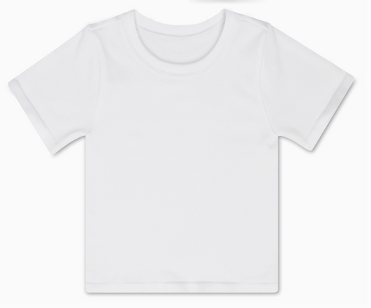 White Ribbed Short Sleeve Tee