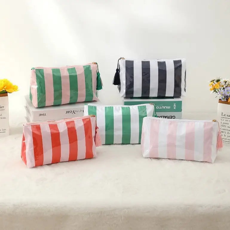 Travel Stripe Cosmetic Makeup Pouch