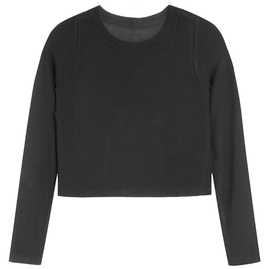 Black Long Sleeve Ribbed Top