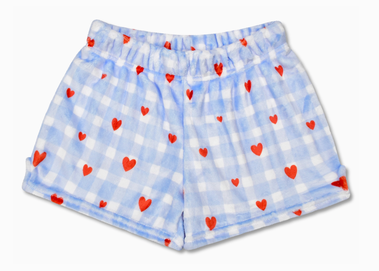 Gingham Hearts Plush Shorts