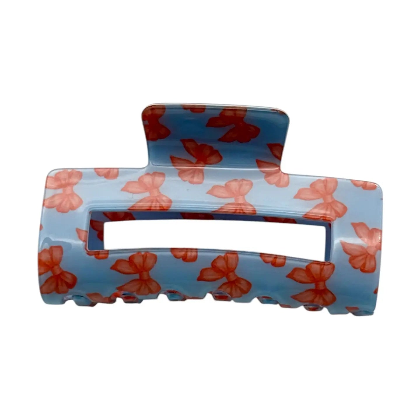 Karma Blue Pink Bow Ribbon Claw Clip