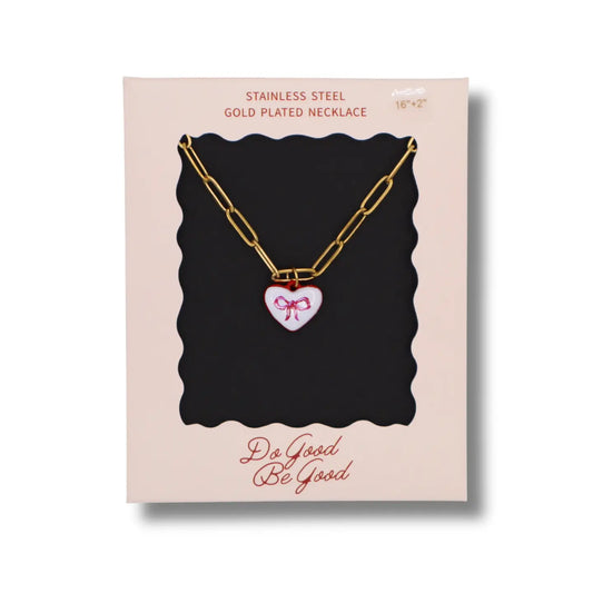 Heart Bow Charm Necklace