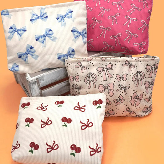 Bow Cherry Cosmetic Makeup Bags