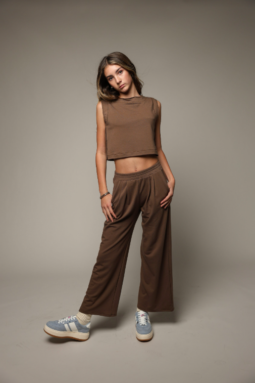 Chocolate Pleated City Pant