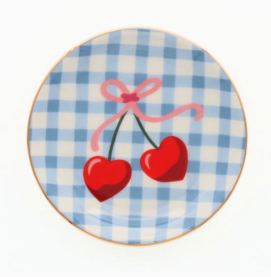Gingham Cherry Trinket Tray