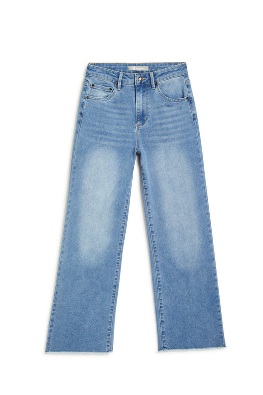 Wide Straight With Fray Hem Jeans