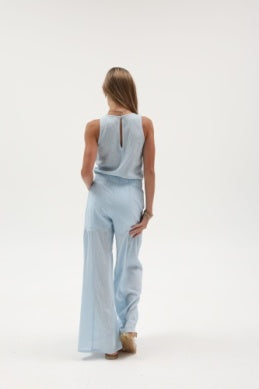 Lt Blue Gauze Jumpsuit