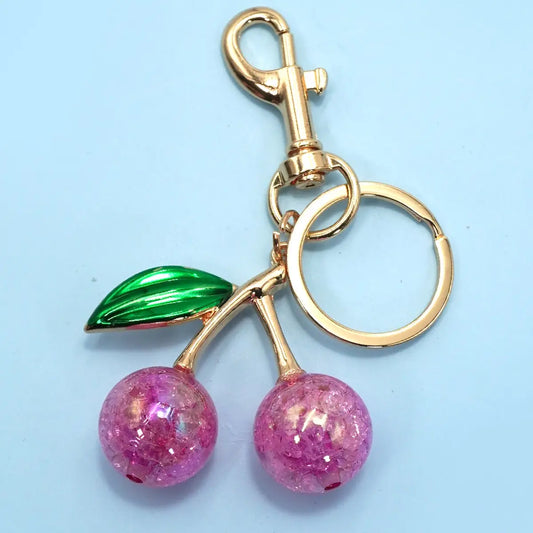 Pearlie Cherry Drop With Leaf Keychain
