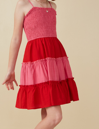 Smocked Pink and Red Dress