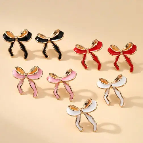 Colorful Enamel Bow Earrings