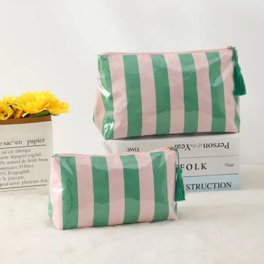 Travel Stripe Cosmetic Makeup Pouch