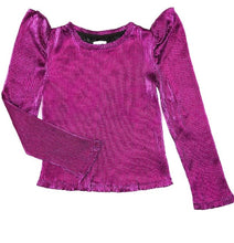 Load image into Gallery viewer, Berry Metallic Puff Sleeve Top

