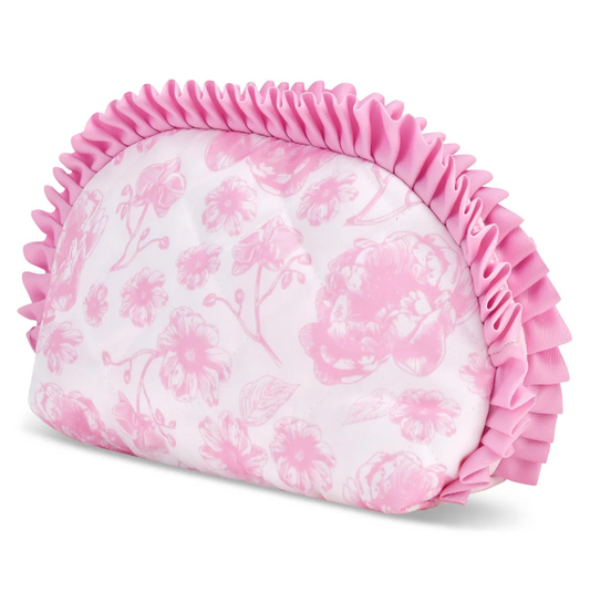 Pretty Pink Toile Oval Cosmetic Bag