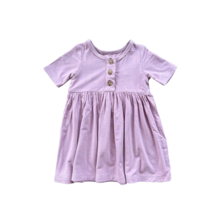 Short Sleeve Purple Henley Dress