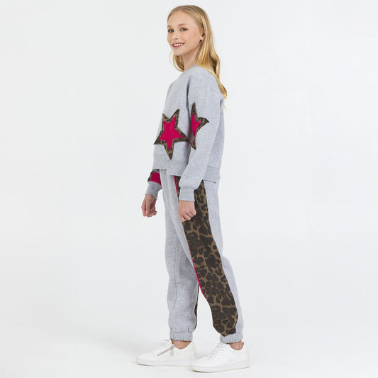 Colorblock Leopard Print Pant