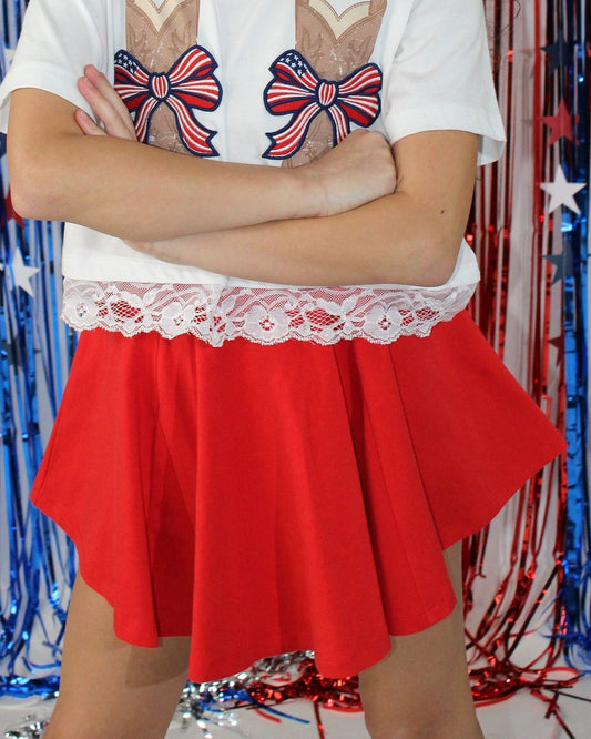 Red Pleated Skort