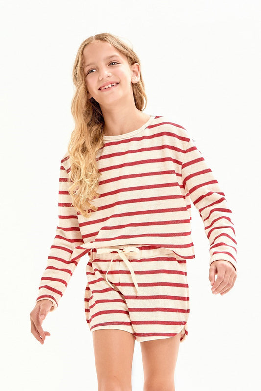Red Striped French Terry Set