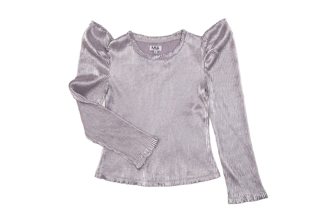 Silver Puff Sleeve Top