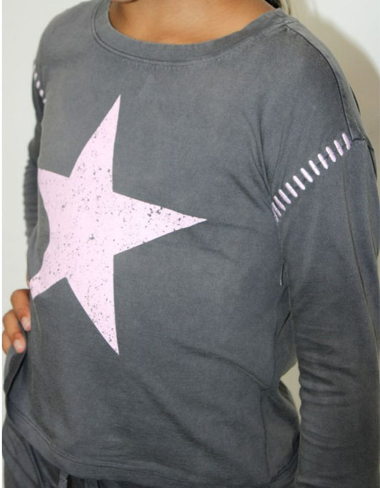 Star Washed Embroidery Top