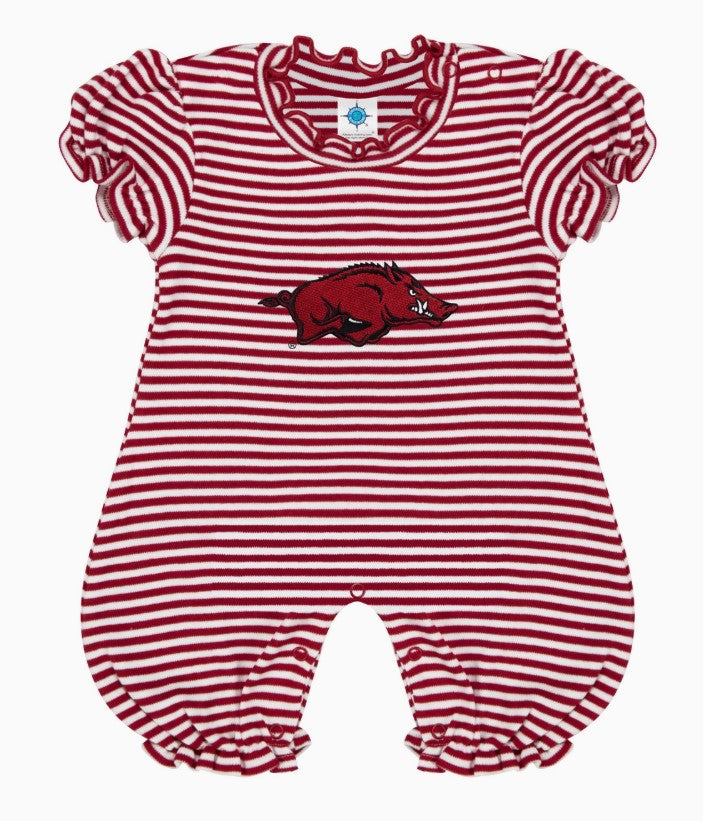 Razorback Striped Puff Romper