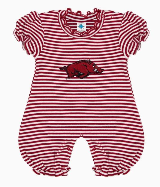 Razorback Striped Puff Romper