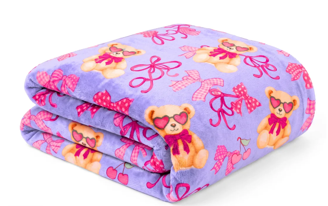 Plush Teddy Bow Blanket