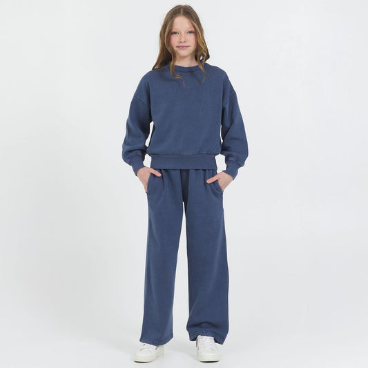 Washed Wide Leg Fleece Pant