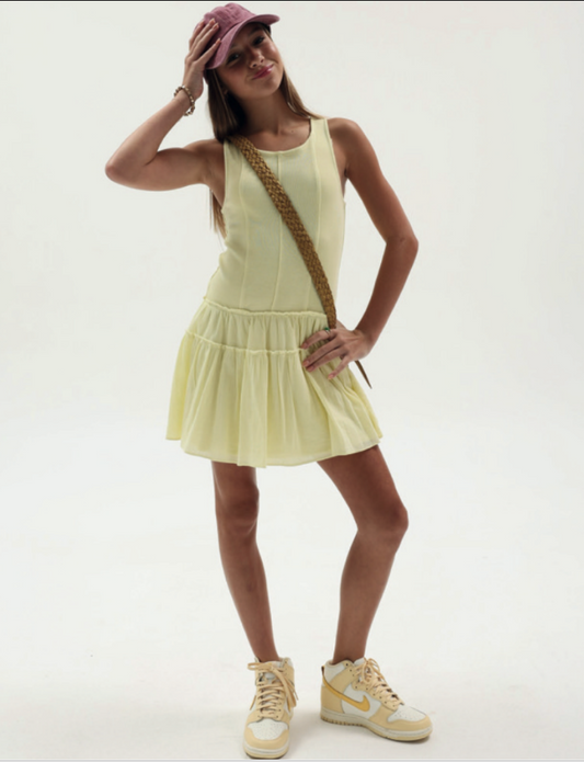 Yellow Drop Waist Dress