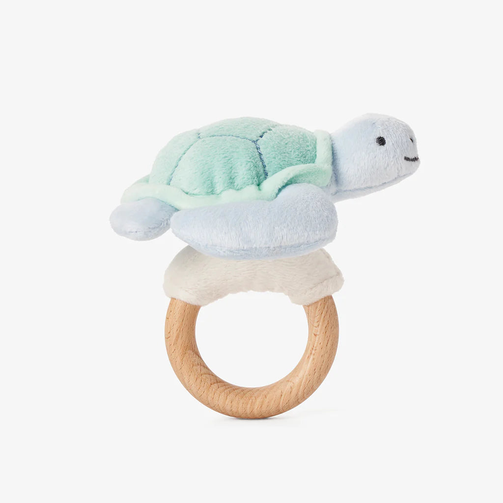 Plush Turtle Wooden Ring Rattle